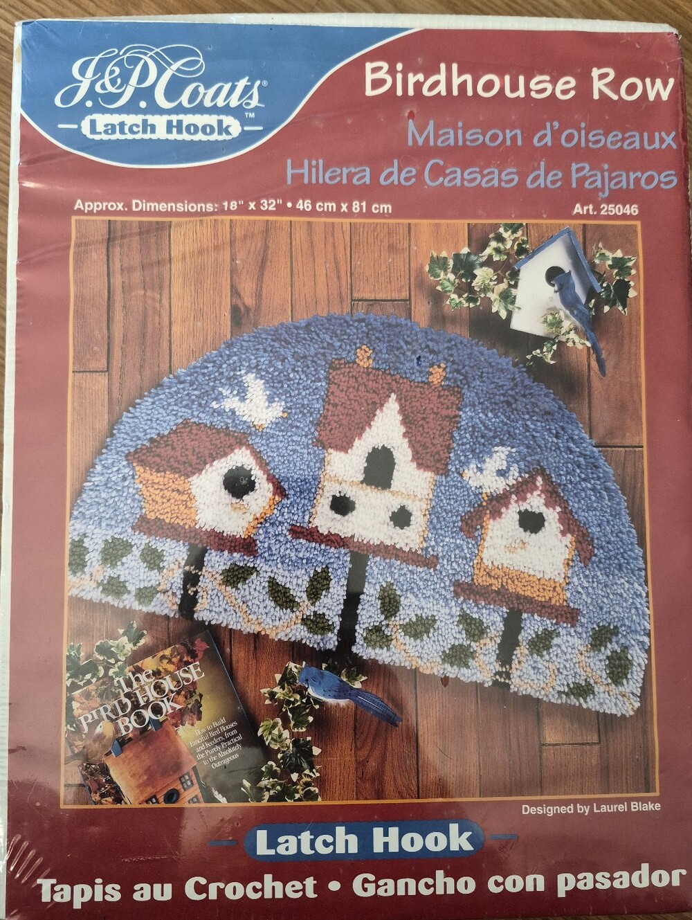 Vintage J&P Coats "Birdhouse Row" Latch Hook Kit (Art. 25046) designed by Laurel